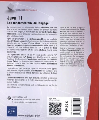 Java 11 Les fondamentaux du langage avec exercices pratiques et corriges2 Java 11 Les fondamentaux du langage avec exercices pratiques et corriges2