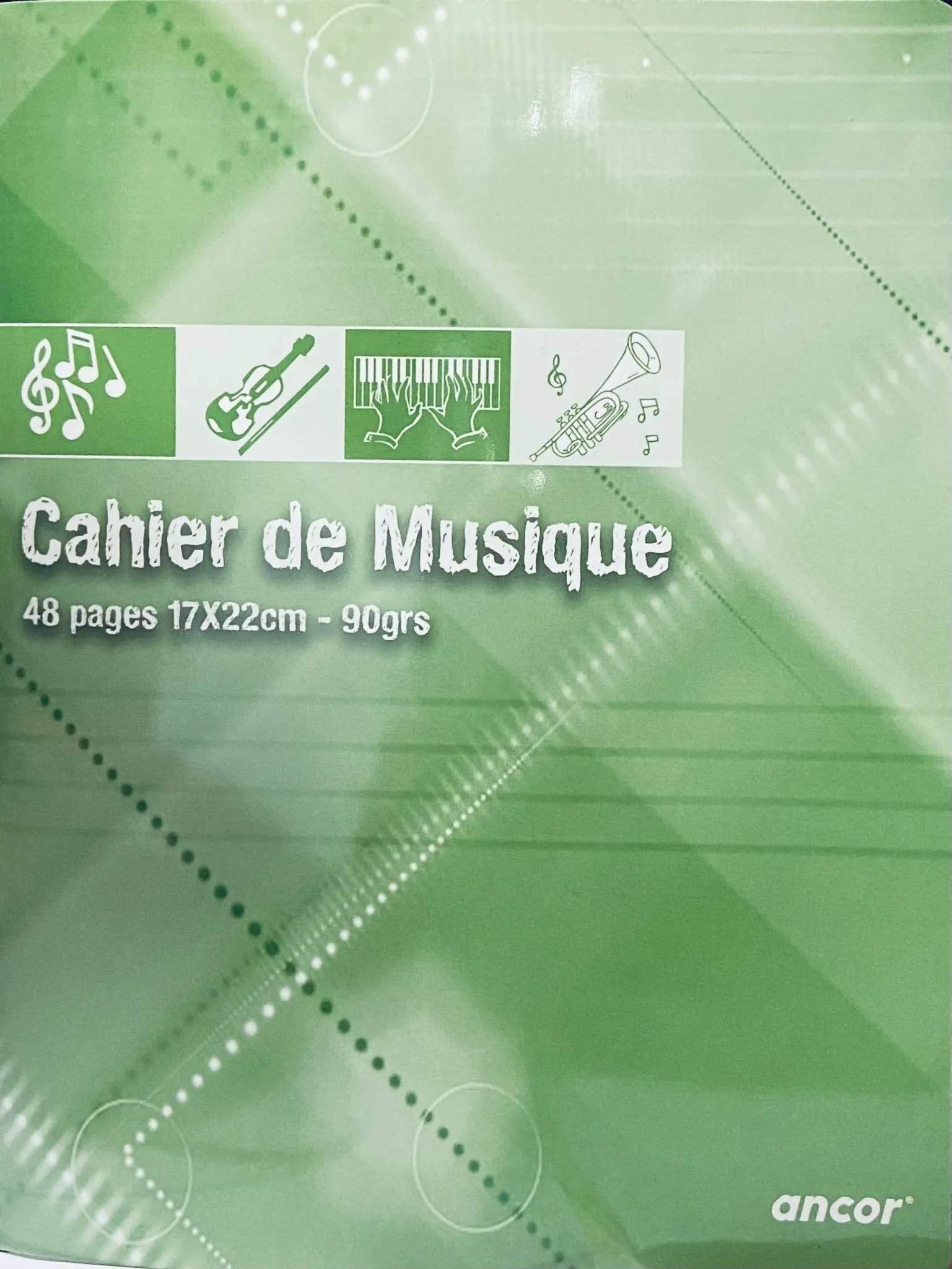 Cahier Piqué Musique 17×22 48P 90G – Ancor