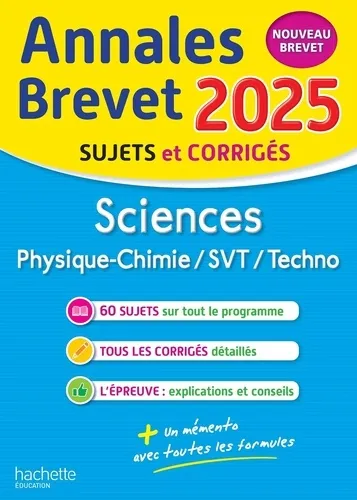 9782017268864 sciences physique chimiesvttechno 3e annales brevet nouveau brevet