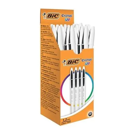 bic cristal up noir stylo a bille moyen 20 pieces