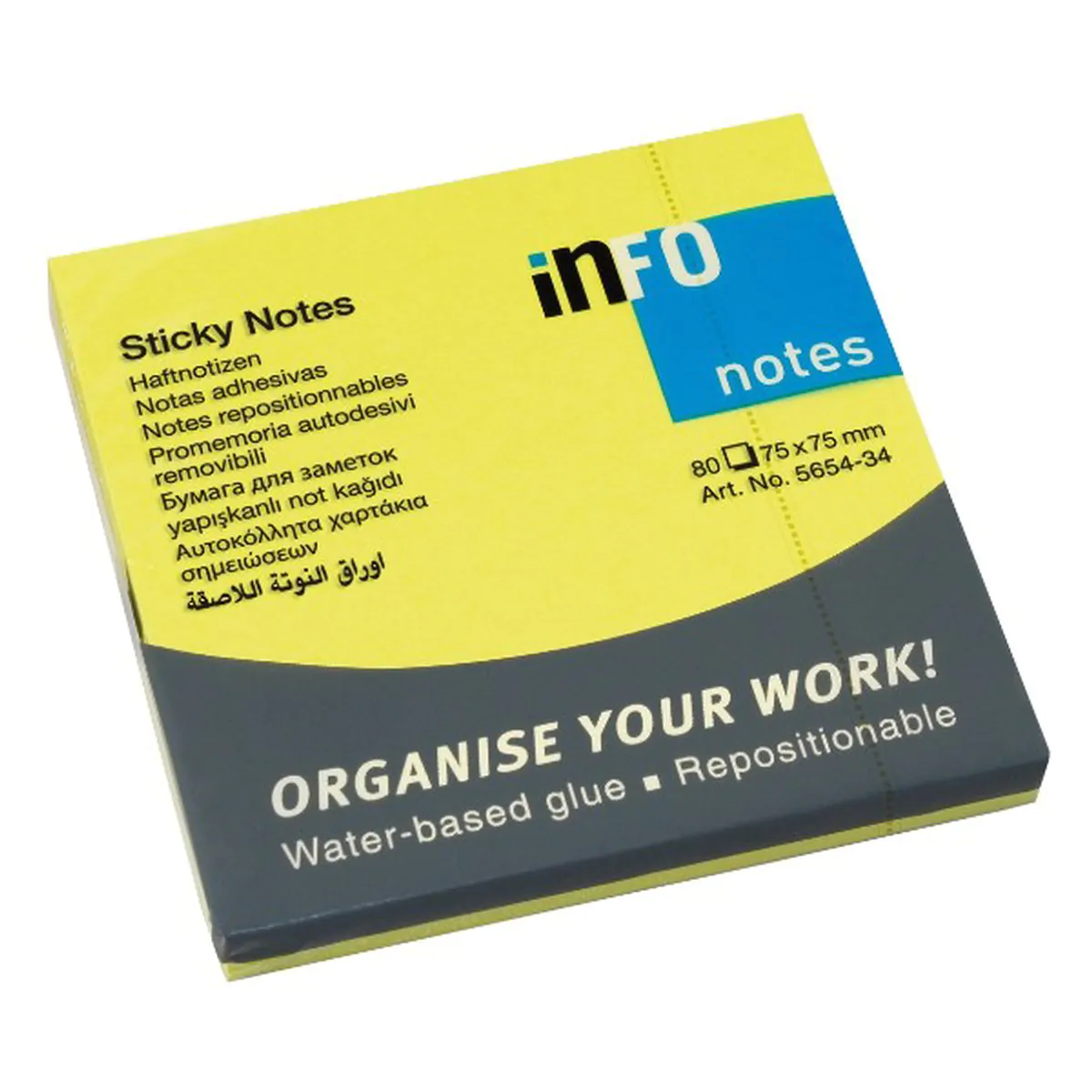Info notes 75x75mm (neon) fluo geel /80 vel