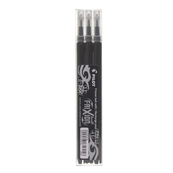 pochette de 3 recharges roller frixion ball noir pilot