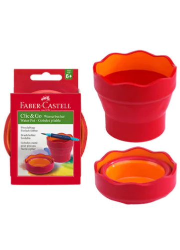 Gobelet a eau pliable rouge Clic and go Faber Castell O 97 mm