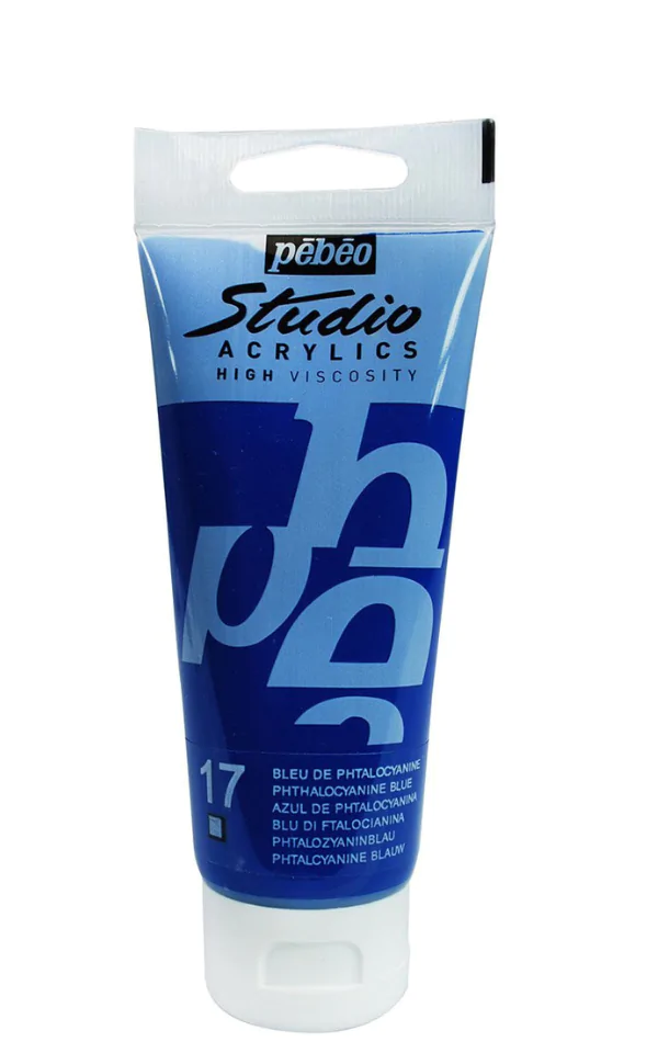 Tube 100 ml de peinture Studio Acrylics High Viscosity Pébéo - Bleu phtalo - Fine -